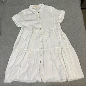 Thread & Supply White Buttoned Midi Sundress